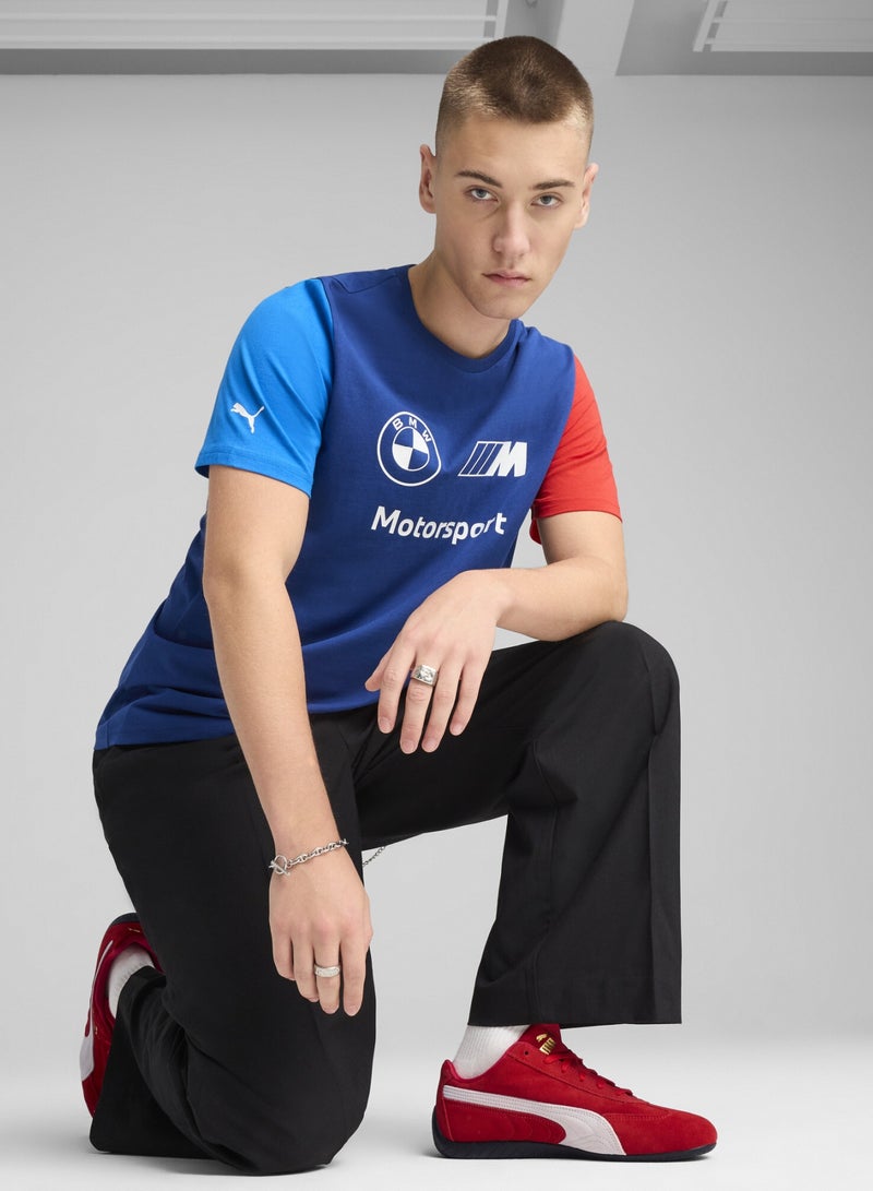 PUMA BMW M Motorsport Essentials Logo Mens Blue T-Shirt - Image 1